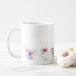 Blume in verschiedenen Stilen entlang der Basis Kaffeetasse