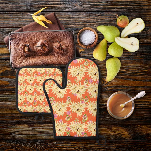 Blume-inspiriert Birnen Ofenhandschuh & Topflappen-Set (Von Creator hochgeladen)