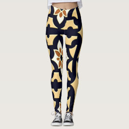 Blume Isometrisches Orangenbeige Botanisches Muste Leggings