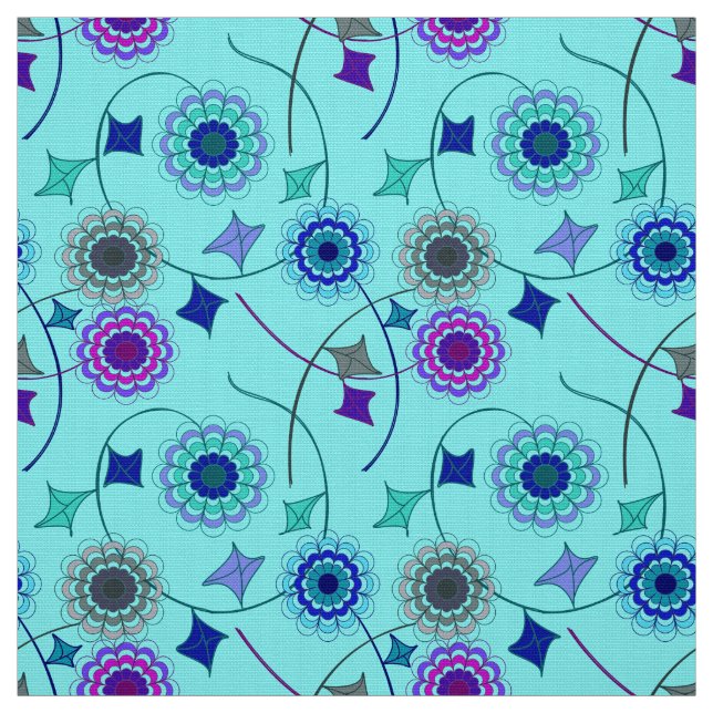 Blume Ivy Blue Modern Fabric Stoff (Muster)