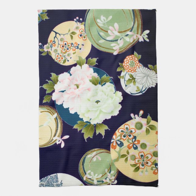 Blume, japanisches Design Geschirrtuch (Vertikal)