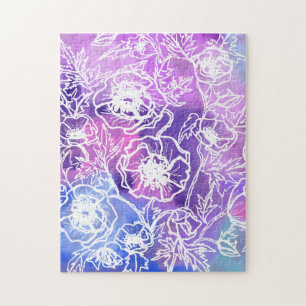 Blume Jigsaw Puzzle Lila Blumenbemalung