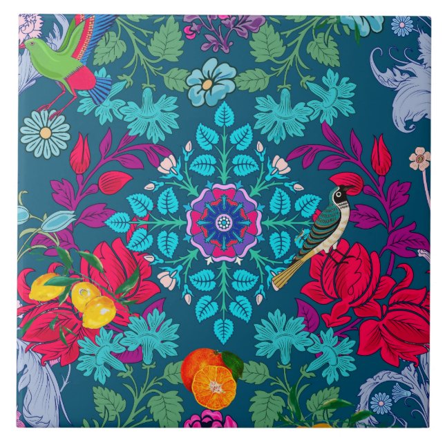 Blume, Jugendstil, William Morris-Stil Fliese (Vorderseite)