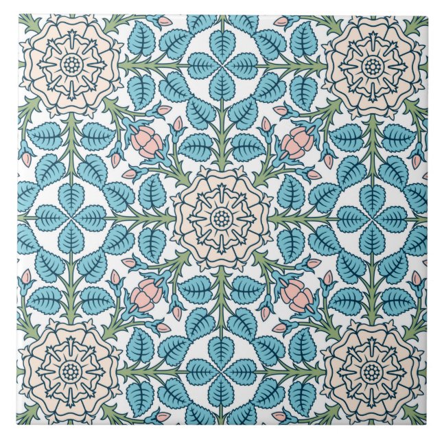 Blume, Jugendstil, William Morris-Stil Fliese (Vorderseite)