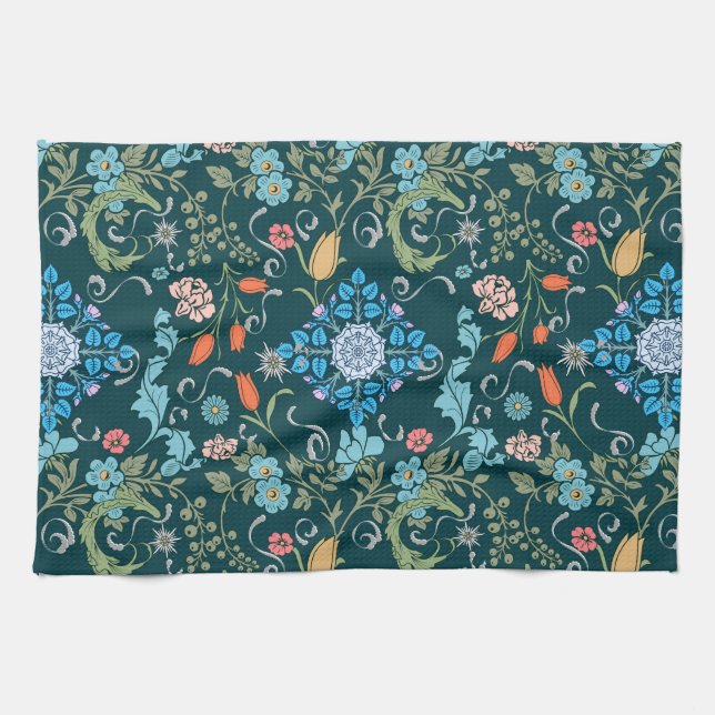 Blume, Jugendstil, William Morris-Stil Geschirrtuch (Horizontal)