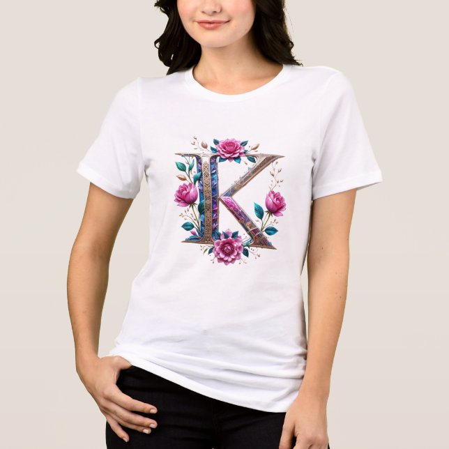 Blume K - Eleganter, floraler T - Shirt für Wom (Vorderseite)