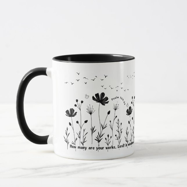 Blume Kaffee Tasse - 11oz, Blume auf der Tasse Erd (Links)