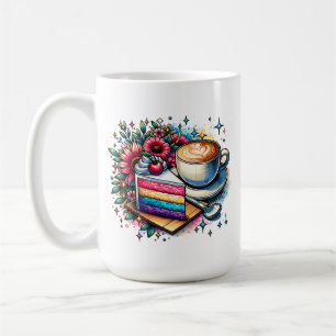 Blume, Kaffee und Regenbogenkuchen Personalisiert Kaffeetasse