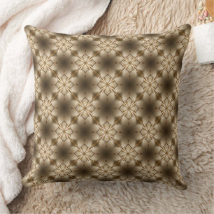 Blume Kaleidoskop-Muster in Beige und Braun Kissen