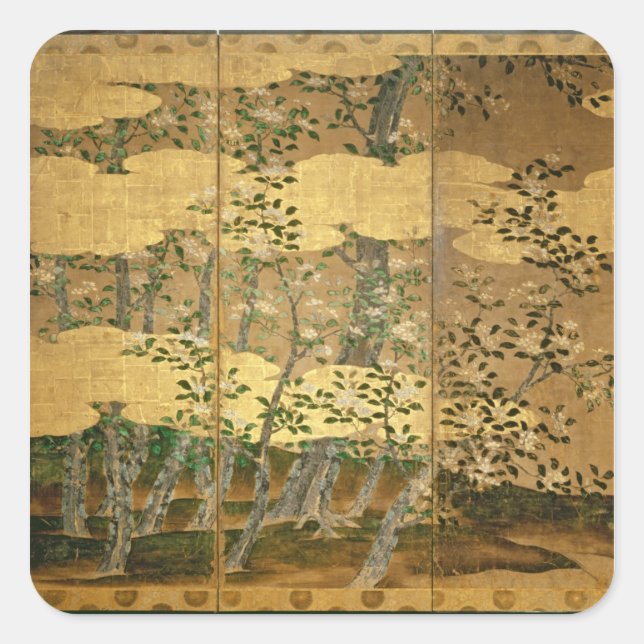 Blume Kamelien Quadratischer Aufkleber (Vorderseite)