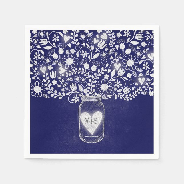 Blume Kaumarmelade Royalblau Hochzeitspapiere Serv Serviette (Vorderseite)