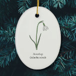 Blume Keramik Ornament<br><div class="desc">Ein Ornament mit einer botanischen Schneefall-Blume in Pastellfarben und einem anpassbaren Text: perfekt für Ihre Weihnachtsbaumdekoration oder für ein Geschenk an einen Liebhaber von Blume. Es ist die Blume der Geburt im Januar und die Blume von Capricorn.</div>