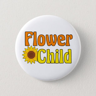 Blume Kind Niedlich Hippie Sonnenblume 70er Button