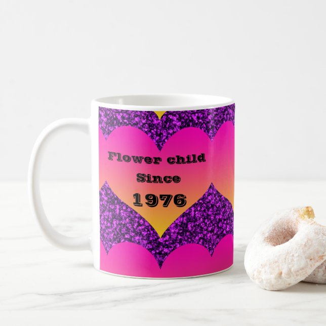 Blume Kind seit Retro Birthday Year 1960s 1970s Kaffeetasse (Mit Donut)