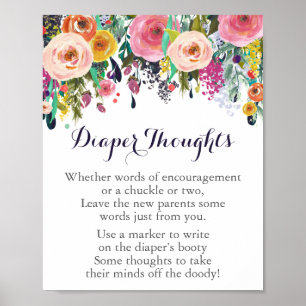 Blume Kinderdusche Windeln Gedanken Spielzeichen Poster