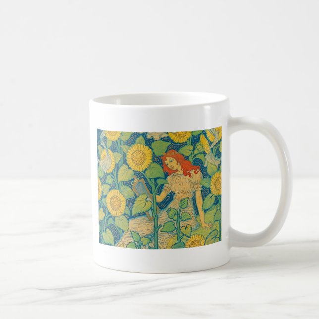 Blume Kinderfrau im Sonnenblumengarten Kaffeetasse (Rechts)