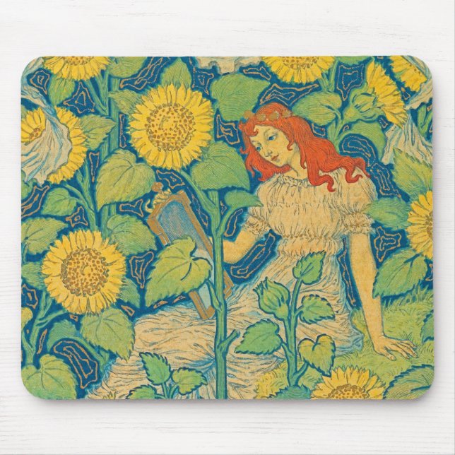 Blume Kinderfrau im Sonnenblumengarten Mousepad (Vorne)