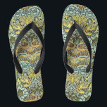BLUME, KLEIDUNGEN UND DRACHEN, gelb Schwarz-weiß Flip Flops<br><div class="desc">Buntes,  elegantes und klassisches Blumendesign mit Wirbel,  Pfau-,  Vogel- und Drachenfiguren in gelben,  Schwarz-weißen Grautönen aus Vintagem Textil.</div>