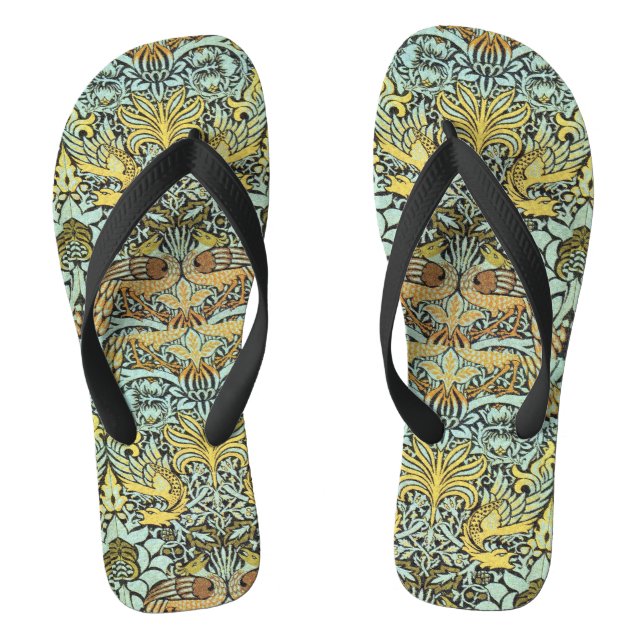 BLUME, KLEIDUNGEN UND DRACHEN, gelb Schwarz-weiß Flip Flops (Fußbett)