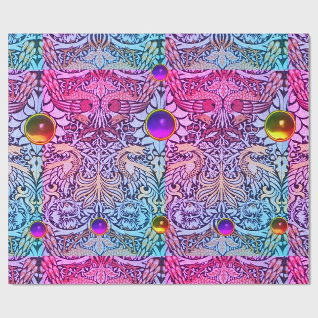 BLUME, KLEINEN, ZEICHEN, LILA GELBE GEMS. GESCHENKPAPIER (Flach)