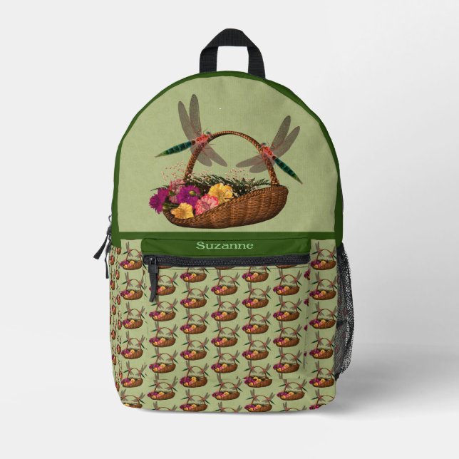 Blume-Korb für Libellen Personalisiert Bedruckter Rucksack (Vorderseite)