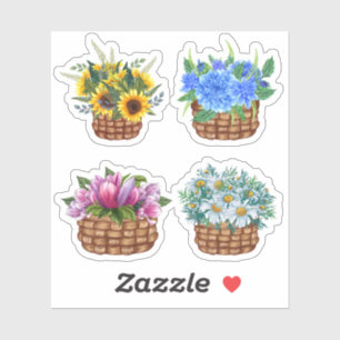 Blume-Körbe Stickers Aufkleber