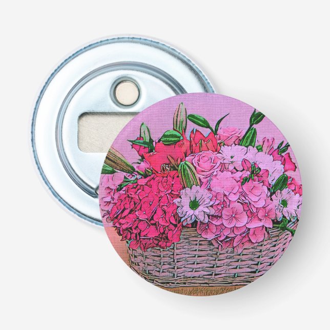 Blume Korbmalerei Flaschenöffner (Vorderseite)