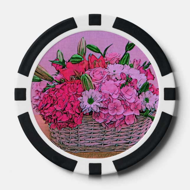 Blume Korbmalerei Pokerchips (Vorderseite)