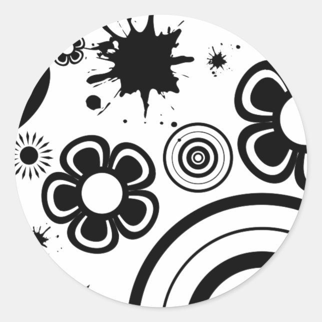 Blume, Kreise, Muster der Spritzer Runder Aufkleber (Vorderseite)