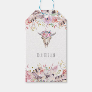 Blume & Kuh-Schädel Boho-Chic-Land Glamour Geschenkanhänger