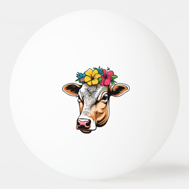 Blume Kuh Tischtennisball (Vorderseite)