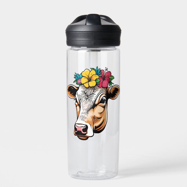 Blume Kuh Trinkflasche (Vorderseite)