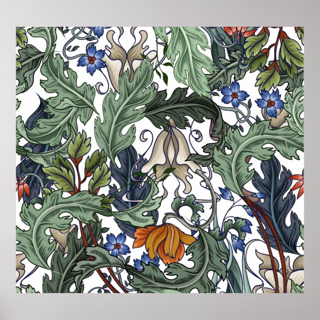 Blume, Kunst Deko, modern, nahtlos. Poster (Vorne)