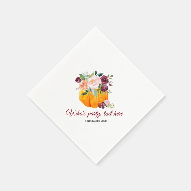 Blume, Kürbis, Cocktail Fall Papa Napkins Serviette (Ecke)