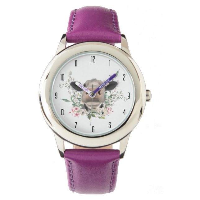 Blume Küssen, graues Zuchttier Armbanduhr (Vorderseite)