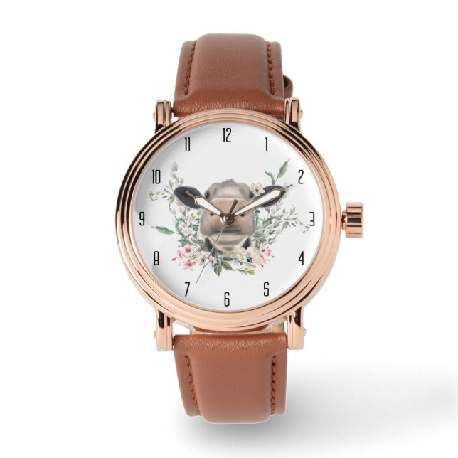 Blume Küssen, graues Zuchttier Armbanduhr (Vorderseite)