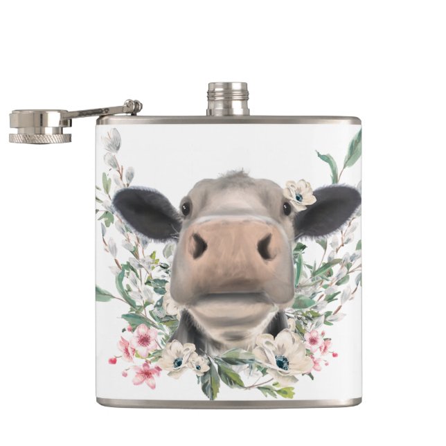 Blume Küssen, graues Zuchttier Flachmann (Geöffnet)