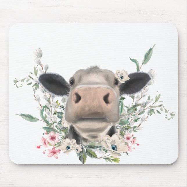 Blume Küssen, graues Zuchttier Mousepad (Vorne)