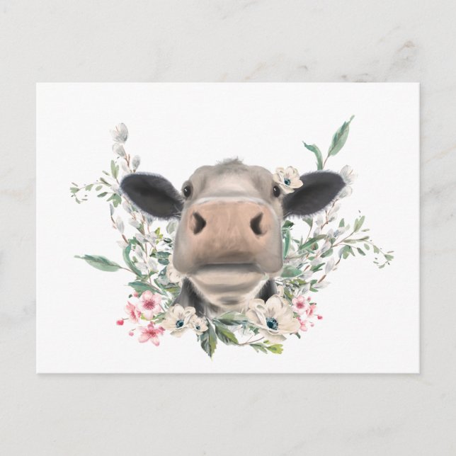 Blume Küssen, graues Zuchttier Postkarte (Vorderseite)