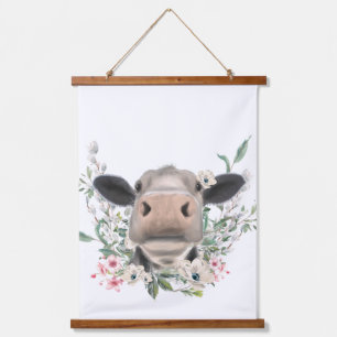 Blume Küssen, graues Zuchttier Wandteppich Mit Holzrahmen