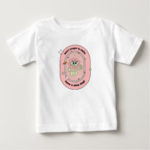 Blume lächelt Planeten Stars Peach Baby T-shirt
