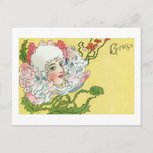 Blume Lady Fantasy, Art Nouveau Gruss Vintag Postkarte