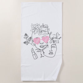 BLUME LADY LINE ART MIT QUOTE STRANDTUCH