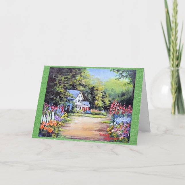 BLUME LANE Country Zuhause auf Schmutzweg Grußwage Dankeskarte (Vorderseite)