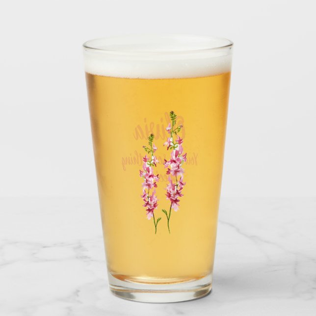 Blume Larkspur Aquarellglas Glas (Vorne (Gefüllt))