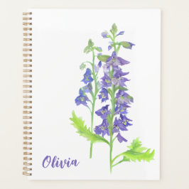 Blume Larkspur Wasserfarbenplaner Juli Planer