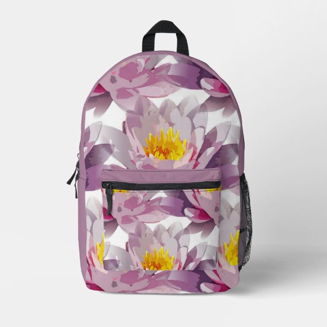 Blume Lavendel Weißer Rucksack (Vorderseite)