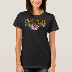 Blume Leopard Print Oma Leben Muttertag Frau T-Shirt