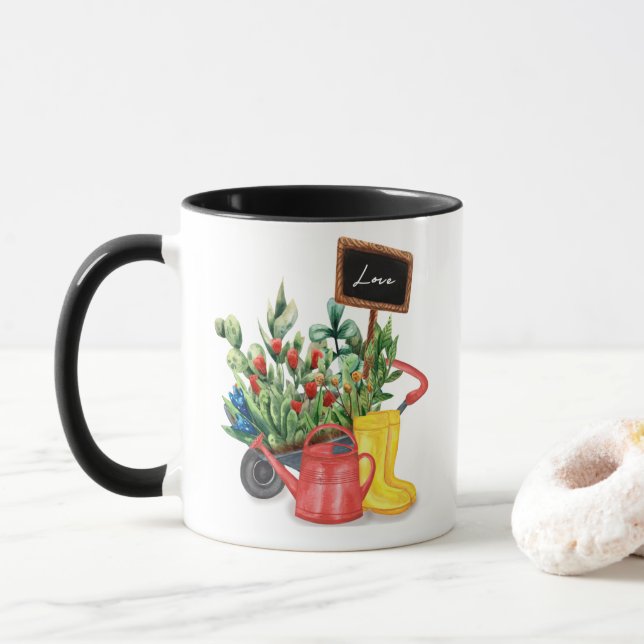 Blume Liebe Tulpen Tauch kann Gummistiefel Tasse (Mit Donut)