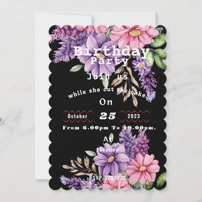 Blume Liebhaber zum Geburtstag Einladung (Vorderseite)